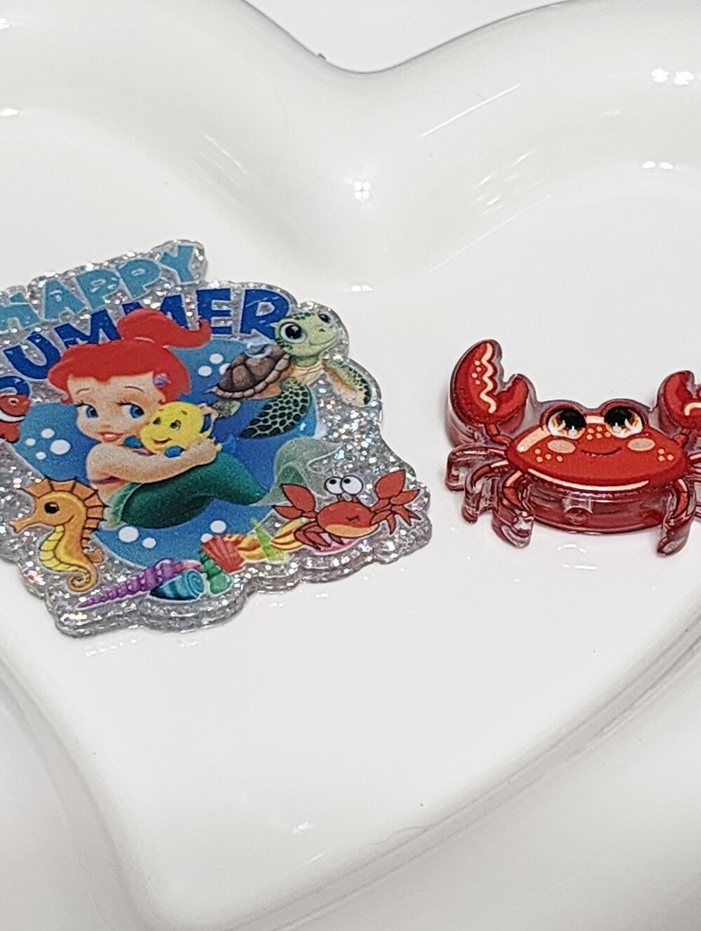 Happy Summer Mermaid Crab Flatback Focal Bead Badge Keychain Crafts Beaded Pen
